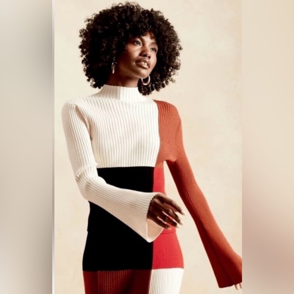 banana republic x harbison Sweaters - Banana Republic Women's Medium  HARBISON Color-Block Ribbed Sweater #755350 Euc